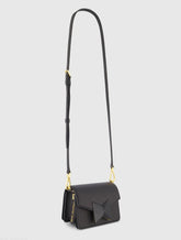 Black Mini Leather Tone On Tone Crossbody Bag - FINAL SALE